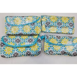 Pampers Diaper Clutch Teal Yellow Floral Medallion Travel Pouch‎ Set 4 Pack New